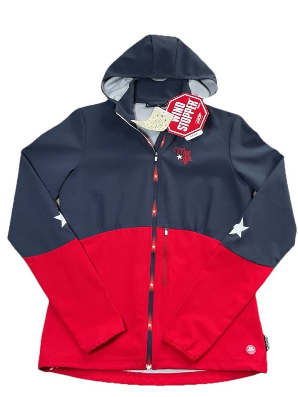 Maloja Jacket Women’s S $350 NWT Soft Shell Hooded Stars Sunset Teas Model Ski